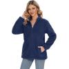 imageMAGCOMSEN Women Sherpa Jacket Full Zip Fuzzy Teddy Coat with Pockets Fleece Lined Warm Winter Casual OutfitsDark Blue
