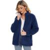imageMAGCOMSEN Women Sherpa Jacket Full Zip Fuzzy Teddy Coat with Pockets Fleece Lined Warm Winter Casual OutfitsDark Blue