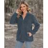 imageMAGCOMSEN Women Sherpa Jacket Full Zip Fuzzy Teddy Coat with Pockets Fleece Lined Warm Winter Casual OutfitsDark Grey