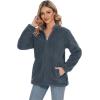 imageMAGCOMSEN Women Sherpa Jacket Full Zip Fuzzy Teddy Coat with Pockets Fleece Lined Warm Winter Casual OutfitsDark Grey