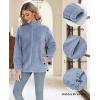 imageMAGCOMSEN Women Sherpa Jacket Full Zip Fuzzy Teddy Coat with Pockets Fleece Lined Warm Winter Casual OutfitsLight Grey
