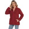 imageMAGCOMSEN Women Sherpa Jacket Full Zip Fuzzy Teddy Coat with Pockets Fleece Lined Warm Winter Casual OutfitsOrange Red