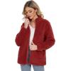 imageMAGCOMSEN Women Sherpa Jacket Full Zip Fuzzy Teddy Coat with Pockets Fleece Lined Warm Winter Casual OutfitsOrange Red