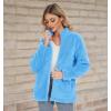 imageMAGCOMSEN Women Sherpa Jacket Full Zip Fuzzy Teddy Coat with Pockets Fleece Lined Warm Winter Casual OutfitsSky Blue