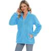 imageMAGCOMSEN Women Sherpa Jacket Full Zip Fuzzy Teddy Coat with Pockets Fleece Lined Warm Winter Casual OutfitsSky Blue