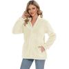 imageMAGCOMSEN Women Sherpa Jacket Full Zip Fuzzy Teddy Coat with Pockets Fleece Lined Warm Winter Casual OutfitsWhite