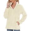 imageMAGCOMSEN Women Sherpa Jacket Full Zip Fuzzy Teddy Coat with Pockets Fleece Lined Warm Winter Casual OutfitsWhite