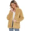 imageMAGCOMSEN Women Sherpa Jacket Full Zip Fuzzy Teddy Coat with Pockets Fleece Lined Warm Winter Casual OutfitsYellow