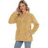 imageMAGCOMSEN Women Sherpa Jacket Full Zip Fuzzy Teddy Coat with Pockets Fleece Lined Warm Winter Casual OutfitsYellow