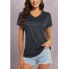 imageMAGCOMSEN Womens V Neck Workout Shirts Short Sleeve Moisture Wicking Yoga TShirts Quick Dry Athletic TopsBlack