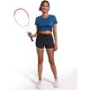 imageMAGCOMSEN Womens V Neck Workout Shirts Short Sleeve Moisture Wicking Yoga TShirts Quick Dry Athletic TopsBlue