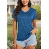 imageMAGCOMSEN Womens V Neck Workout Shirts Short Sleeve Moisture Wicking Yoga TShirts Quick Dry Athletic TopsBlue