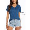 imageMAGCOMSEN Womens V Neck Workout Shirts Short Sleeve Moisture Wicking Yoga TShirts Quick Dry Athletic TopsBlue