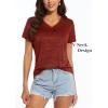 imageMAGCOMSEN Womens V Neck Workout Shirts Short Sleeve Moisture Wicking Yoga TShirts Quick Dry Athletic TopsDark Orange