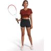 imageMAGCOMSEN Womens V Neck Workout Shirts Short Sleeve Moisture Wicking Yoga TShirts Quick Dry Athletic TopsDark Orange
