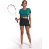 imageMAGCOMSEN Womens V Neck Workout Shirts Short Sleeve Moisture Wicking Yoga TShirts Quick Dry Athletic TopsEmerald Green