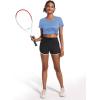 imageMAGCOMSEN Womens V Neck Workout Shirts Short Sleeve Moisture Wicking Yoga TShirts Quick Dry Athletic TopsLight Blue