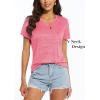 imageMAGCOMSEN Womens V Neck Workout Shirts Short Sleeve Moisture Wicking Yoga TShirts Quick Dry Athletic TopsPink