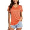 imageMAGCOMSEN Womens V Neck Workout Shirts Short Sleeve Moisture Wicking Yoga TShirts Quick Dry Athletic TopsOrange