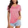 imageMAGCOMSEN Womens V Neck Workout Shirts Short Sleeve Moisture Wicking Yoga TShirts Quick Dry Athletic TopsPink