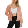 imageMAGCOMSEN Womens Cropped Hoodie Sweatshirt Fleece Lined Full Zip Up Jacket With PocketsApricot