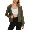 imageMAGCOMSEN Womens Cropped Hoodie Sweatshirt Fleece Lined Full Zip Up Jacket With PocketsArmy Green