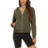 imageMAGCOMSEN Womens Cropped Hoodie Sweatshirt Fleece Lined Full Zip Up Jacket With PocketsArmy Green