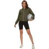 imageMAGCOMSEN Womens Cropped Hoodie Sweatshirt Fleece Lined Full Zip Up Jacket With PocketsArmy Green
