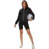 imageMAGCOMSEN Womens Cropped Hoodie Sweatshirt Fleece Lined Full Zip Up Jacket With PocketsBlack