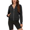 imageMAGCOMSEN Womens Cropped Hoodie Sweatshirt Fleece Lined Full Zip Up Jacket With PocketsBlack
