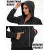 imageMAGCOMSEN Womens Cropped Hoodie Sweatshirt Fleece Lined Full Zip Up Jacket With PocketsBlack