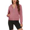 imageMAGCOMSEN Womens Cropped Hoodie Sweatshirt Fleece Lined Full Zip Up Jacket With PocketsGrey Pink