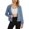 imageMAGCOMSEN Womens Cropped Hoodie Sweatshirt Fleece Lined Full Zip Up Jacket With PocketsHaze Blue