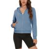 imageMAGCOMSEN Womens Cropped Hoodie Sweatshirt Fleece Lined Full Zip Up Jacket With PocketsHaze Blue