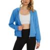 imageMAGCOMSEN Womens Cropped Hoodie Sweatshirt Fleece Lined Full Zip Up Jacket With PocketsIce Blue