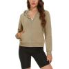 imageMAGCOMSEN Womens Cropped Hoodie Sweatshirt Fleece Lined Full Zip Up Jacket With PocketsKhaki