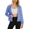 imageMAGCOMSEN Womens Cropped Hoodie Sweatshirt Fleece Lined Full Zip Up Jacket With PocketsLight Blue