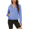 imageMAGCOMSEN Womens Cropped Hoodie Sweatshirt Fleece Lined Full Zip Up Jacket With PocketsLight Blue