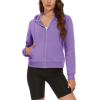 imageMAGCOMSEN Womens Cropped Hoodie Sweatshirt Fleece Lined Full Zip Up Jacket With PocketsLight Purple