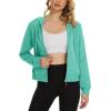 imageMAGCOMSEN Womens Cropped Hoodie Sweatshirt Fleece Lined Full Zip Up Jacket With PocketsMint Green