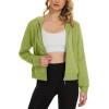 imageMAGCOMSEN Womens Cropped Hoodie Sweatshirt Fleece Lined Full Zip Up Jacket With PocketsOlive Green
