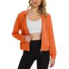 imageMAGCOMSEN Womens Cropped Hoodie Sweatshirt Fleece Lined Full Zip Up Jacket With PocketsOrange