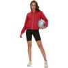 imageMAGCOMSEN Womens Cropped Hoodie Sweatshirt Fleece Lined Full Zip Up Jacket With PocketsTomato Red