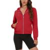 imageMAGCOMSEN Womens Cropped Hoodie Sweatshirt Fleece Lined Full Zip Up Jacket With PocketsTomato Red