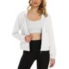 imageMAGCOMSEN Womens Cropped Hoodie Sweatshirt Fleece Lined Full Zip Up Jacket With PocketsWhite