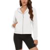 imageMAGCOMSEN Womens Cropped Hoodie Sweatshirt Fleece Lined Full Zip Up Jacket With PocketsWhite