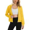 imageMAGCOMSEN Womens Cropped Hoodie Sweatshirt Fleece Lined Full Zip Up Jacket With PocketsYellow