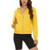 imageMAGCOMSEN Womens Cropped Hoodie Sweatshirt Fleece Lined Full Zip Up Jacket With PocketsYellow