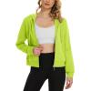 imageMAGCOMSEN Womens Cropped Hoodie Sweatshirt Fleece Lined Full Zip Up Jacket With PocketsYellow Green