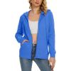 imageMAGCOMSEN Womens Fleece Lined Zip Up Hoodies Casual Hooded Jacket Workout Full Zip Sweatshirts Pocket CoatsAzure
